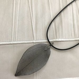 NEW Natural Leaf Dried Hand Painted Black Pendant
